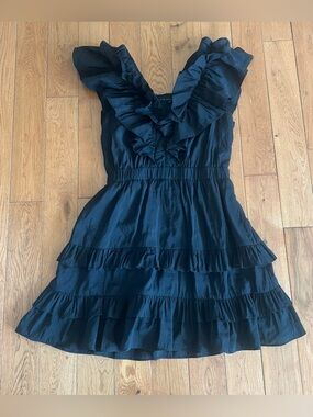 Endless Rose Black Ruffle Tiered Mini Dress - Size Small